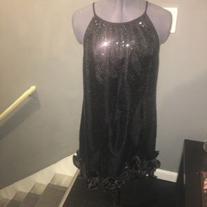 Black short sequin dress